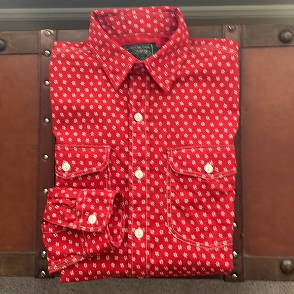 RL Polo Country red print casual western shirt - Picture 6 of 7